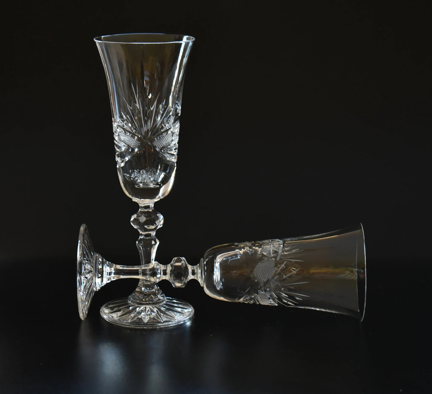 Vintage Crystal Champagne Flutes