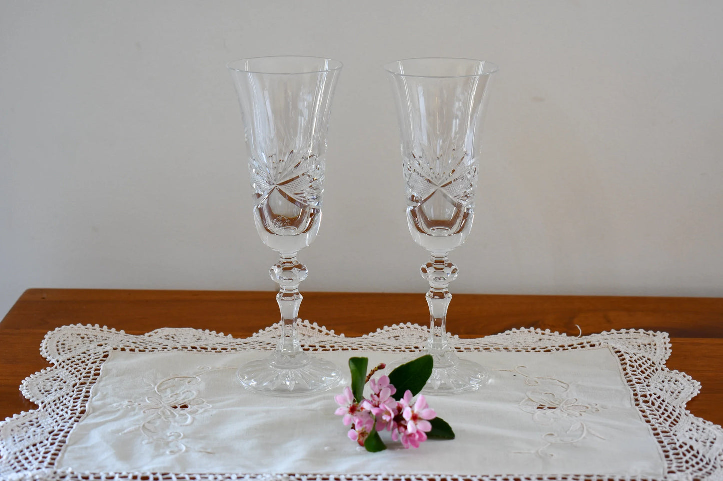 Vintage Crystal Champagne Flutes