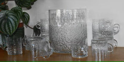 Textured Glass Punchbowl set with 12 x cups.