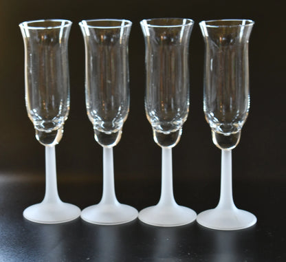 Frosted White Stemmed Champagne Glasses. Set of 4