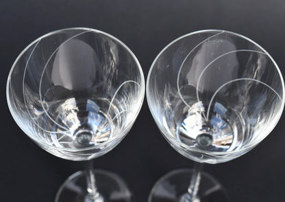 Delicate Fine Swirl Design Crystal Glasses x 2