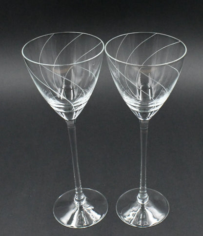 Delicate Fine Swirl Design Crystal Glasses x 2