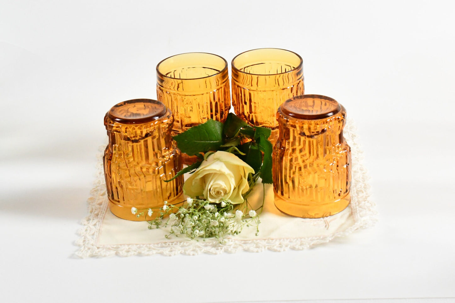 Vintage Enesco Amber Italian Tumblers. Set of 4