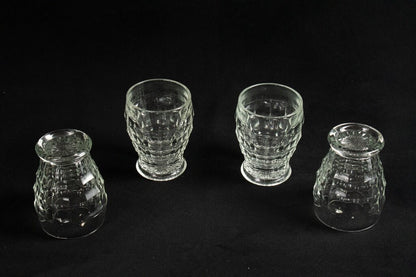 Vintage Davidson Jacobean Moulded Shot Glasses. Set of 4