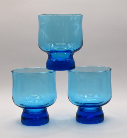 Anchor Hocking (USA) "Anchorware" Blue glass tumblers. Set of 3