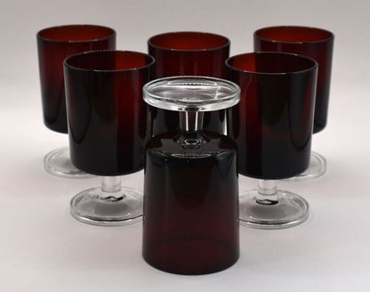 Cavalier Ruby Red Glasses by Cristal D’Arques - Durand, Arcoroc Ruby Red, Luminarc Liqueur/Port Glasses. Set of 6