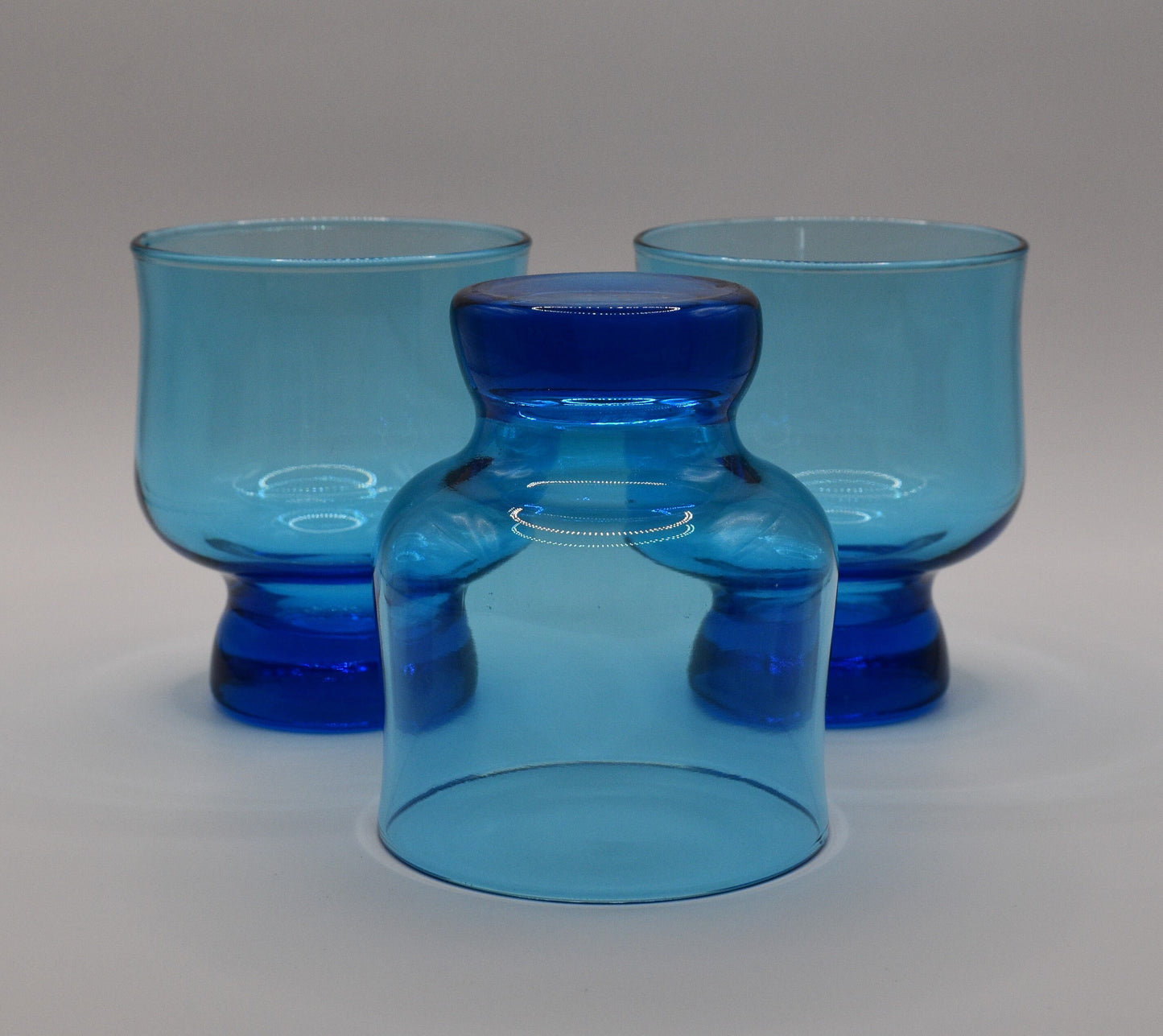 Anchor Hocking (USA) "Anchorware" Blue glass tumblers. Set of 3