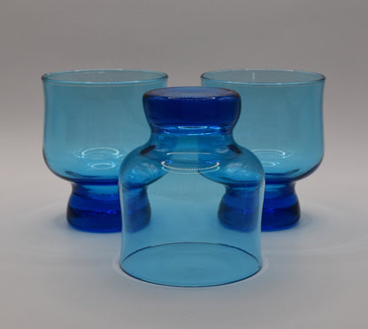 Anchor Hocking (USA) "Anchorware" Blue glass tumblers. Set of 3