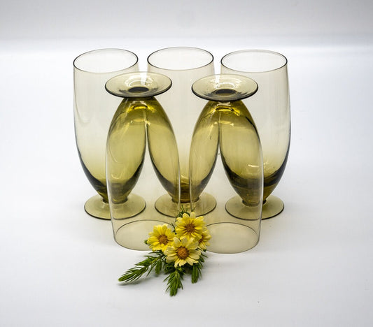 Vintage Olive Green Pilsner Glasses