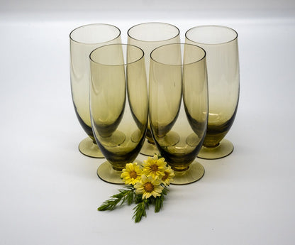 Vintage Olive Green Pilsner Glasses