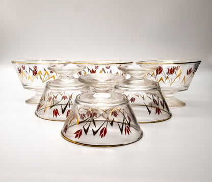 Gold Rimmed Dessert Bowls. Set of 6