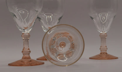 Vintage Aperitif Liqueur, Sherry, Shot Glasses with Blush/Pink stem. Set of 4