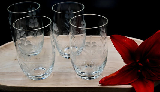 Vintage Etched Tumblers. Set of 4