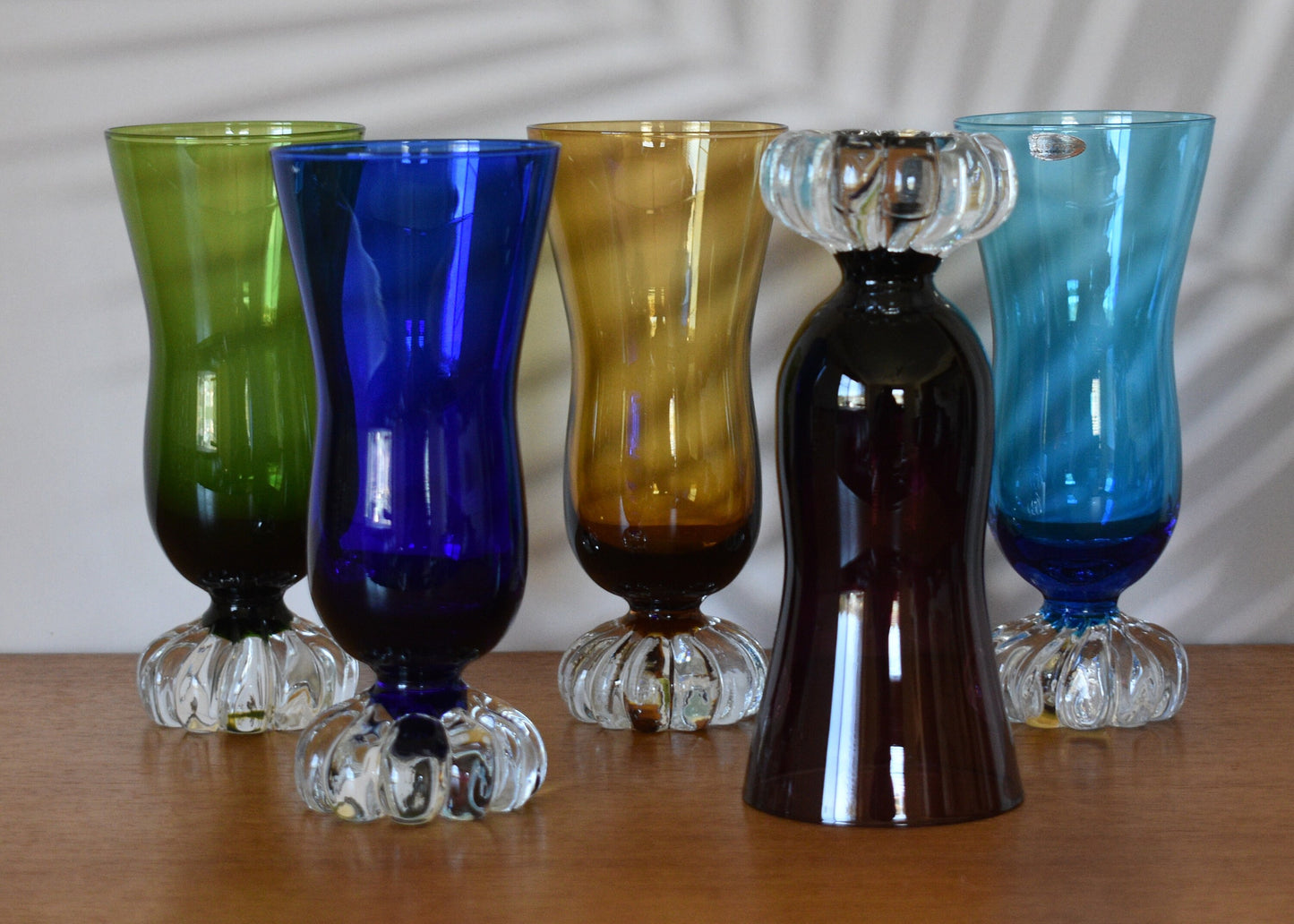 Vintage Aseda Champagne Glass/Parfiat glass/Cocktail glass. Harlequin. Set of 5