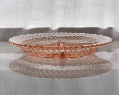 Vintage Hocking Glass - Miss America pattern. Pink depression glass platter.