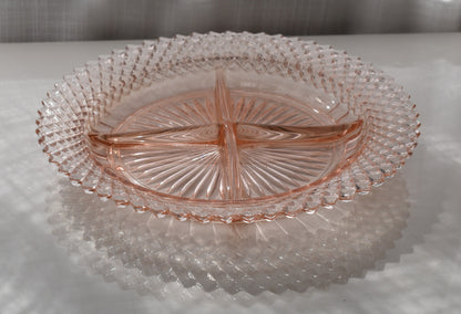 Vintage Hocking Glass - Miss America pattern. Pink depression glass platter.