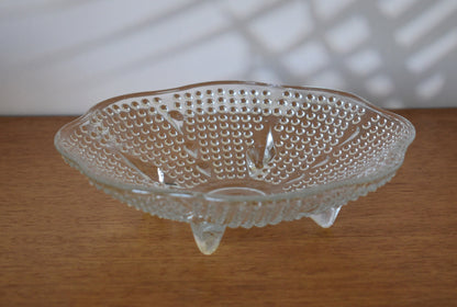 Vintage Hazel-Atlas pressed glass - Hobnail, teardrop Candy dish.