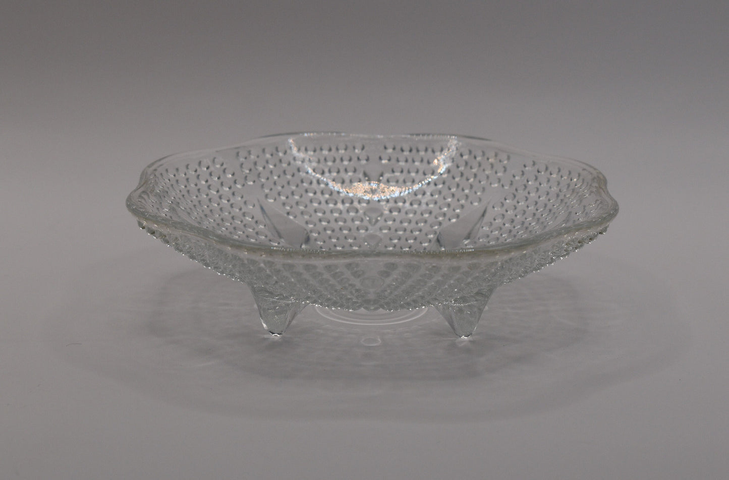 Vintage Hazel-Atlas pressed glass - Hobnail, teardrop Candy dish.