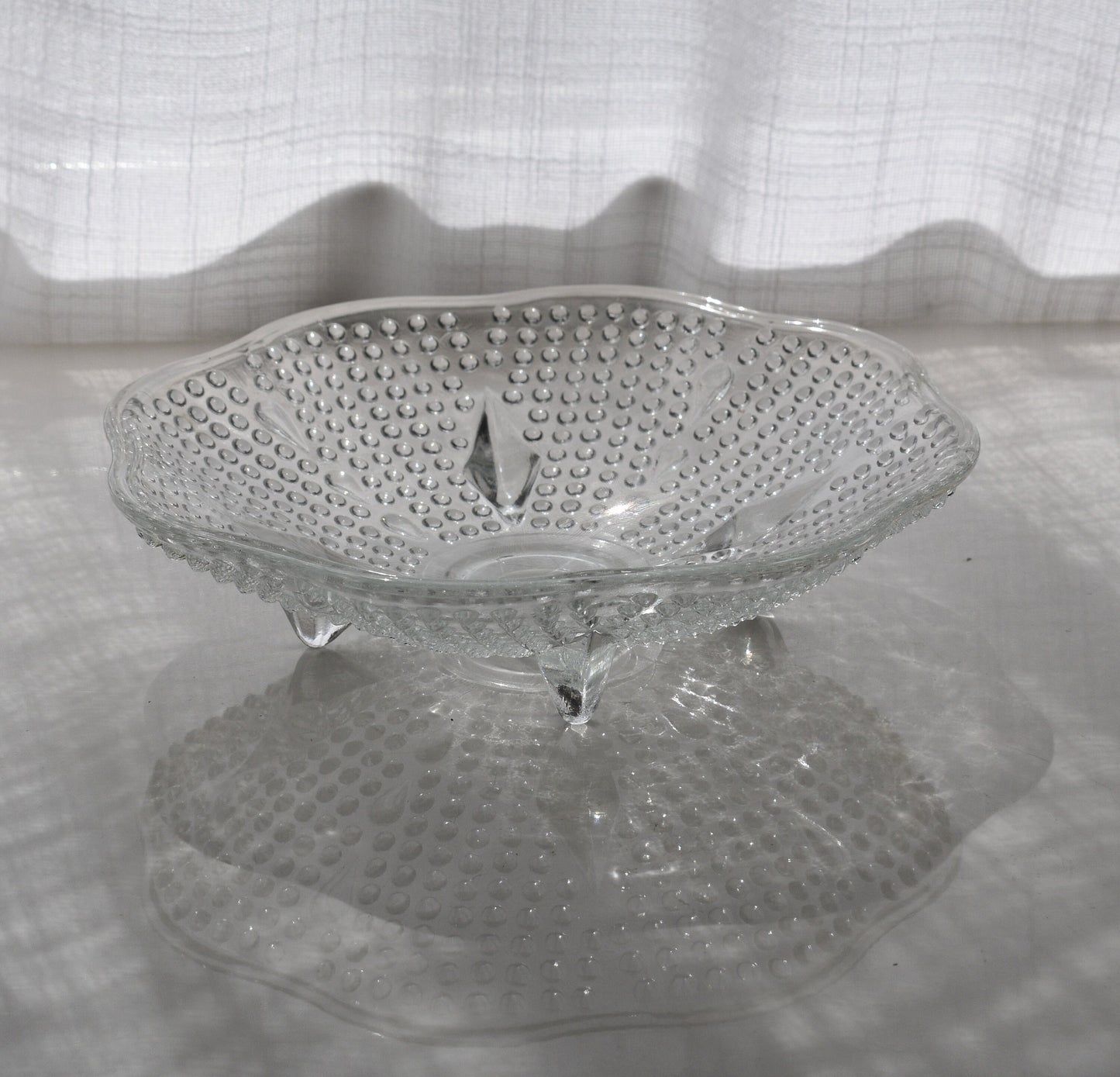 Vintage Hazel-Atlas pressed glass - Hobnail, teardrop Candy dish.