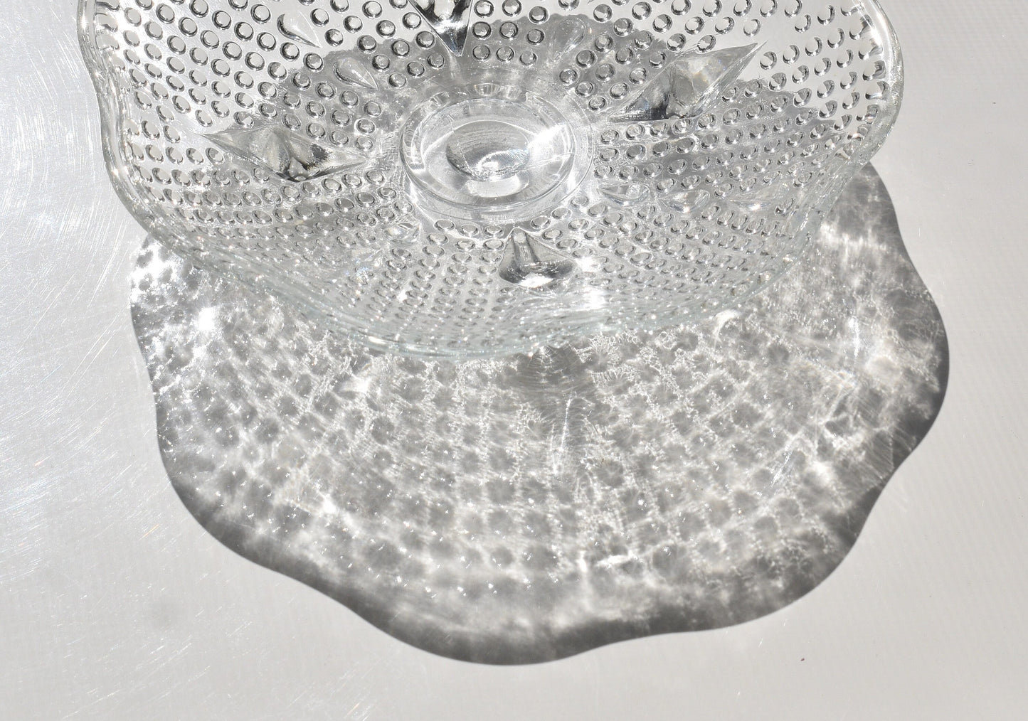 Vintage Hazel-Atlas pressed glass - Hobnail, teardrop Candy dish.