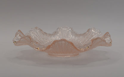 Vintage Pink Waffle Glass Dish