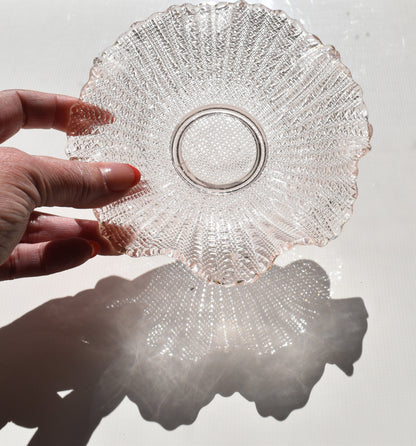 Vintage Pink Waffle Glass Dish