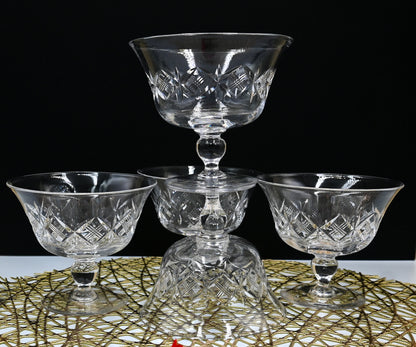 Vintage Tudor Crystal Sweets/cocktail/champagne coupes. Set of 5