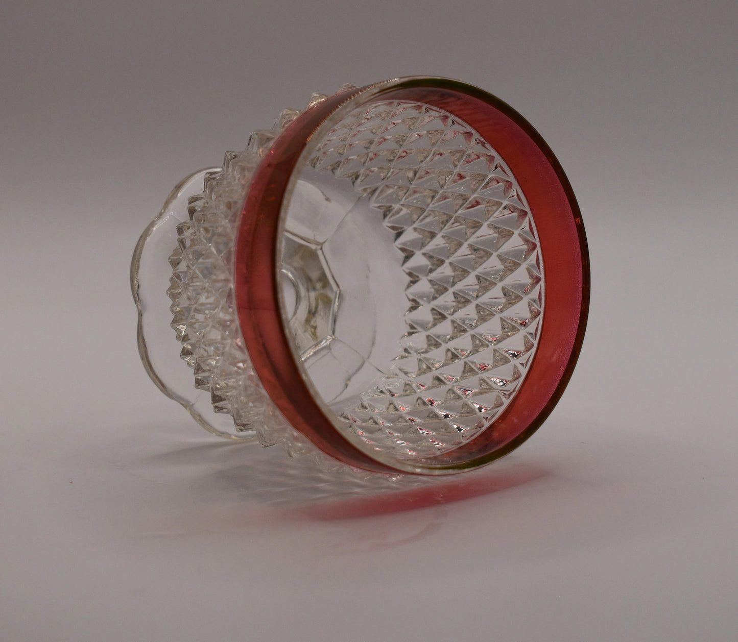 Vintage Indiana Glass Cranberry Rimmed Creamer Sugar Bowl & Underplate