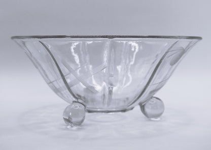 Pink Depression Etched Glass footed bowl.