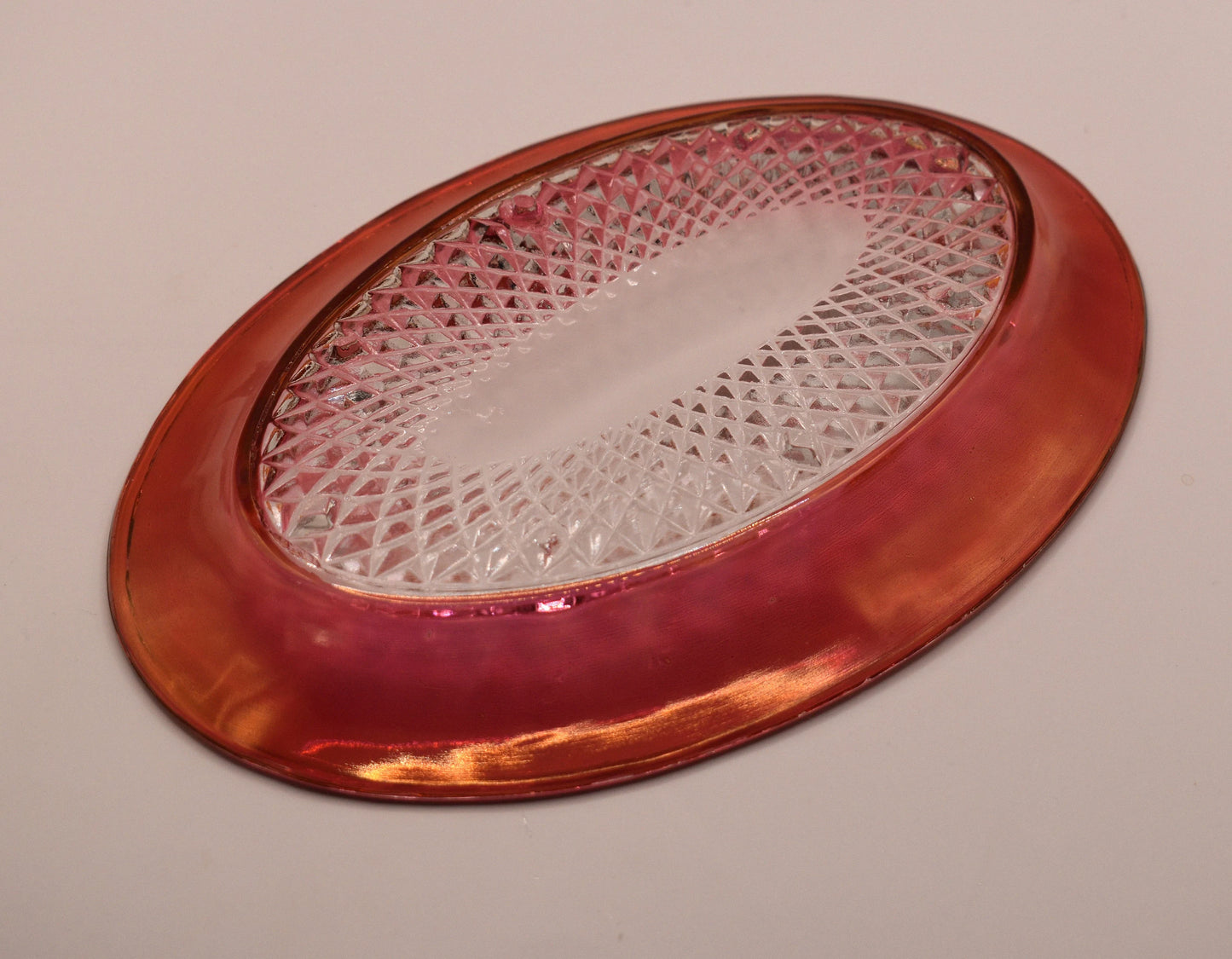 Vintage Indiana Glass Cranberry Rimmed Creamer Sugar Bowl & Underplate